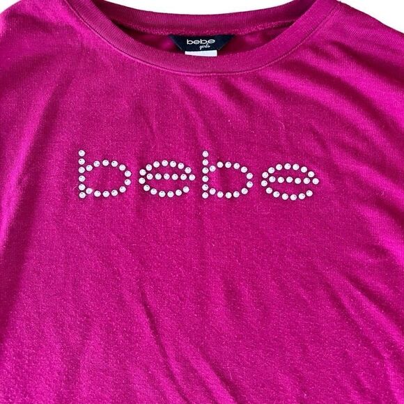 Vintage Y2K Bebe Girls Bling Logo Bell Sleeve Long Sleeve Top Shirt Size L / 14 - Picture 2 of 6